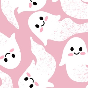 Pink cute ghost, halloween, spooky (Large scale)