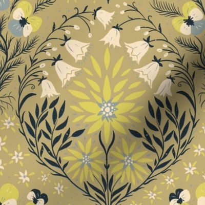 MEDIUM | Alpine Flora Romance: Vintage Botanicals in Modern Minimalist Style - mustard 