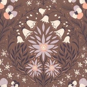 MEDIUM | Alpine Flora Romance: Vintage Botanicals in Modern Elegant Style - warm milk chocolate brown