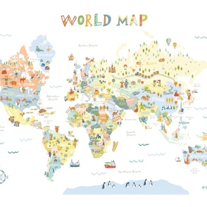 World map wall hanging 54x36