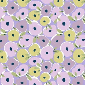 Simple retro floral | Mauve  and Citrine on Muted purple
