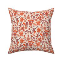 Scandi folk floral / orange / cream