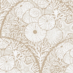 Arched Corals White on Beige