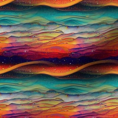 ABSTRACT SEA OCEAN SUNSET BRAIDED WAVES FLWRHT