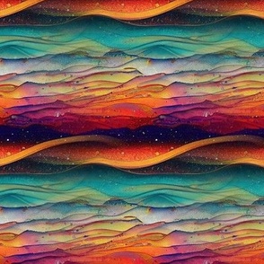 ABSTRACT SEA OCEAN SUNSET BRAIDED WAVES FLWRHT