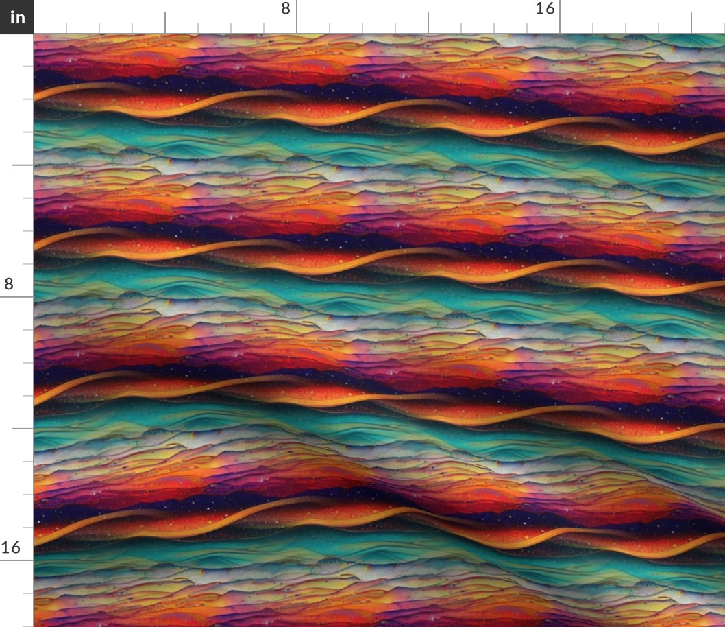 ABSTRACT SEA OCEAN SUNSET BRAIDED WAVES FLWRHT