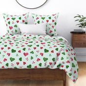 Summer Watermelon Hearts half-drop on Mint Green - Large