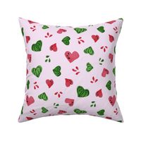 Summer Watermelon Hearts half-drop on Pink - Medium