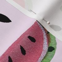 Summer Watermelon Slices half-drop on Pink - Large