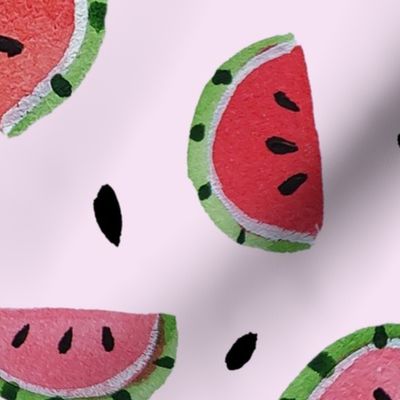 Summer Watermelon Slices half-drop on Pink - Large