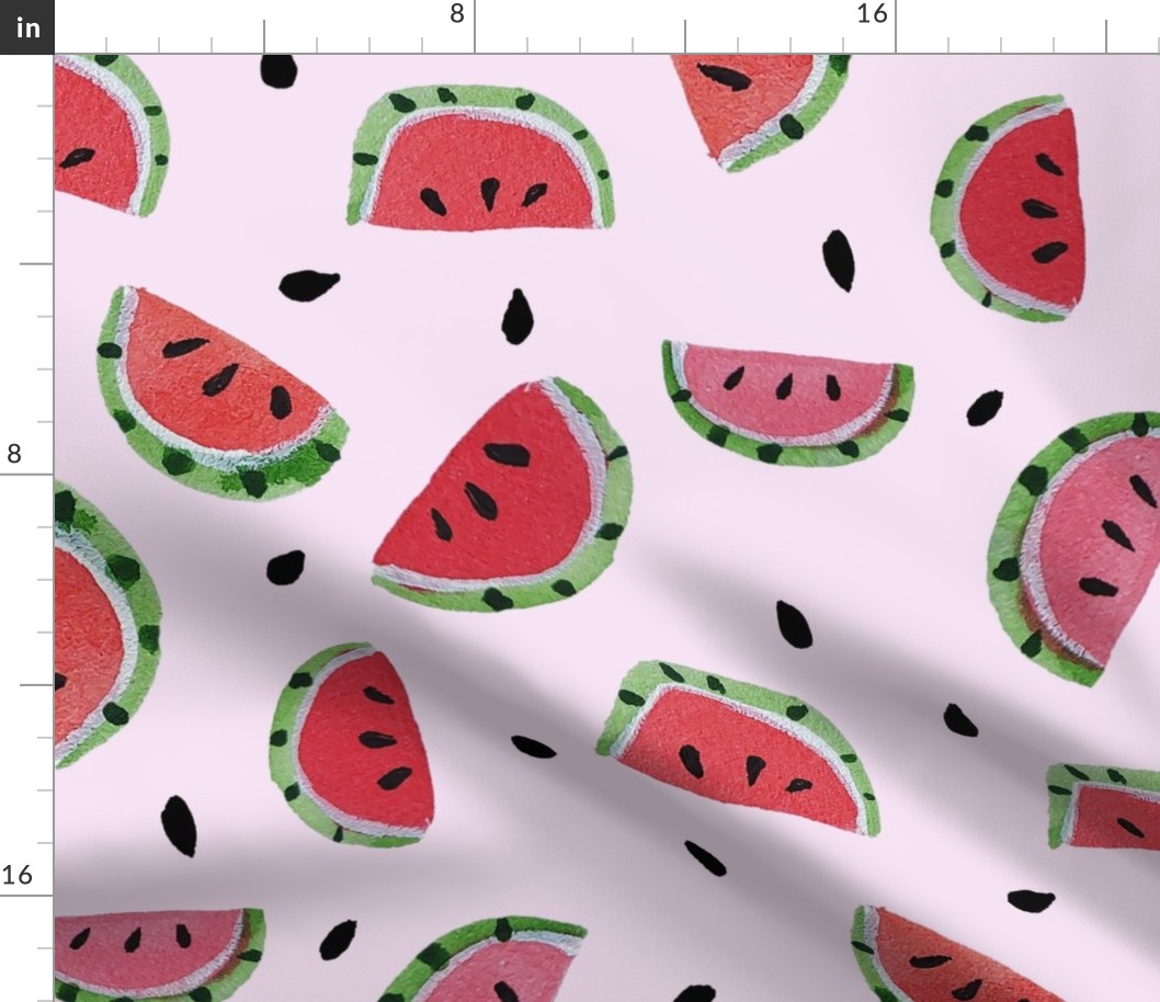 Summer Watermelon Slices half-drop on Pink - Large