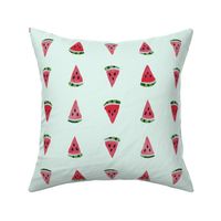 Summer Watermelon Slices in Rows on Mint Green - Medium