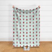 Summer Watermelon Slices in Rows on Mint Green - Large