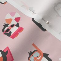 Summer Penguins - soft pink - LAD24