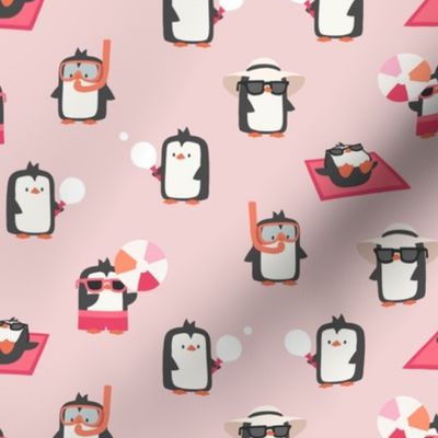 Summer Penguins - soft pink - LAD24