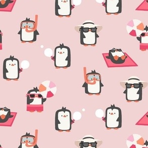 Summer Penguins - soft pink - LAD24