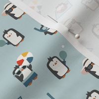 (small scale) Summer Penguins - soft blue - LAD24