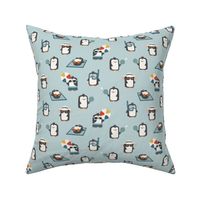 Summer Penguins - soft blue - LAD24