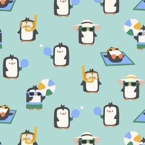 Summer Penguins - mint - LAD24