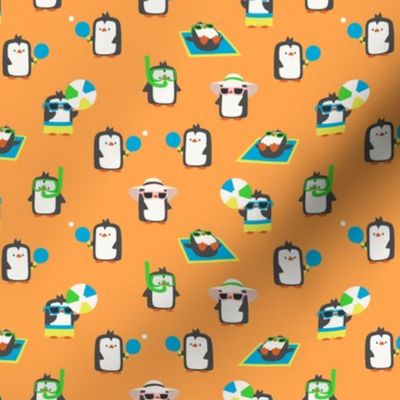 (small scale) Summer Penguins - orange - LAD24