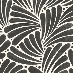  fireworks shapes - abstract leaves - black and white (large scale)