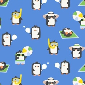 Summer Penguins - blue - LAD24