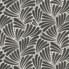  fireworks shapes - abstract leaves - black and white (medium scale)