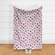 Summer Watermelon Slices and Hearts half-drop on Pink - Large