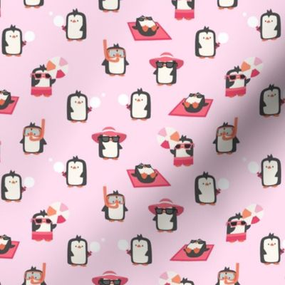 (small scale) Summer Penguins - pink - LAD24