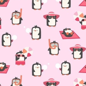 Summer Penguins - pink - LAD24