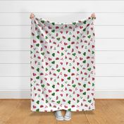 Summer Watermelon Slices and Hearts half-drop on White - Large