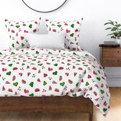 Summer Watermelon Slices and Hearts half-drop on White - Large