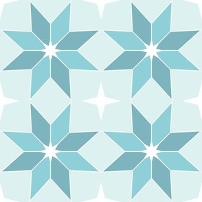 Moroccan Star 4 - Teal Tones and White