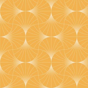 Golden Yellow Art Deco Wave Fan | Medium