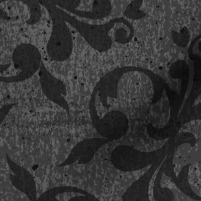 Dark Gray Vintage Grunge Damask