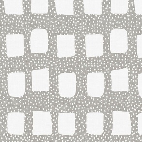 Large Lazy Squares White on Linen Grey