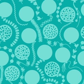 M - Teal Party Balloons – Aqua Sea Green Confetti Birthday Celebration