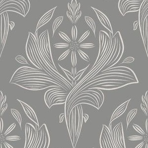 medium scale // classic botanical line art - architectural gray_ coolest white