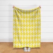 Mod Retro Tropical Leaves Beach Pattern in Bright Vibrant Yellow on White