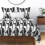 Mod Retro Tropical Leaves Beach Pattern in Graphic Black on White