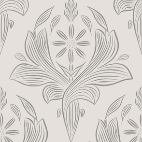 large scale // classic botanical line art - architectural gray_ coolest white 02