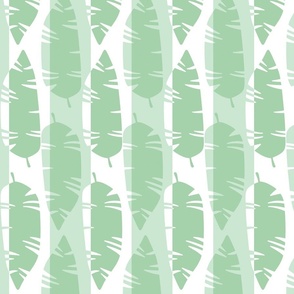 Mod Retro Tropical Leaves Beach Pattern in Muted Mint Green Colors