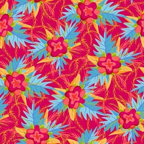 Tropical flowers in pink. Large scale