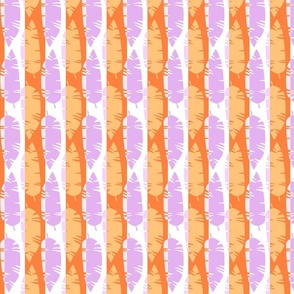 Mod Retro Tropical Leaves Beach Pattern in Bright Vibrant Red, Orange and Purple