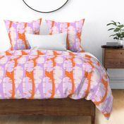 Mod Retro Tropical Leaves Beach Pattern in Bright Vibrant Red and Purple