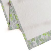 Monochrome pattern with leaves. Green leaves on a gray, white background.