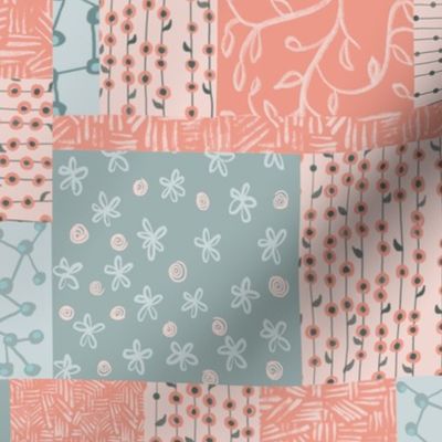 Scrappy Patchwork Soft Summer Palette Green Pink  and Peach