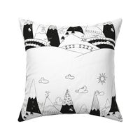 Mountains and Deers - White and Black