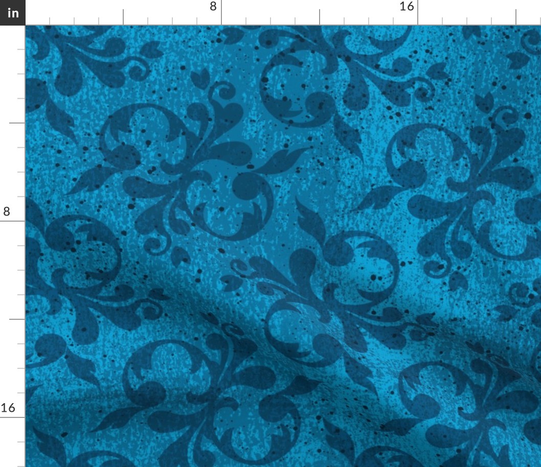 Blue Vintage Grunge Damask