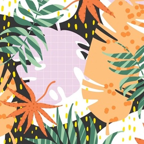 Lush Tropical Leaves Beach Pattern in Bright Rich Colors